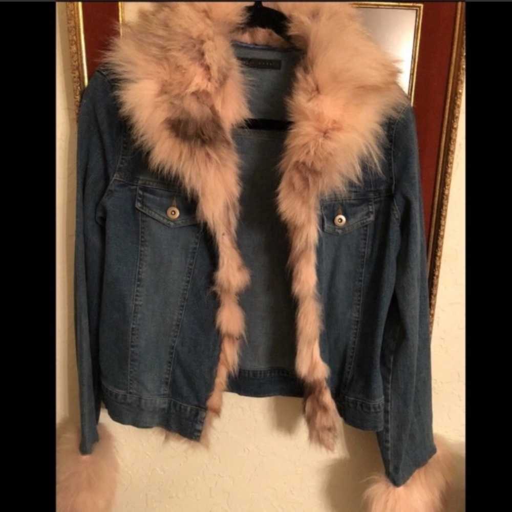 Gorgeous Sheri Bodell Denim & Pink Fur Jacket 👄